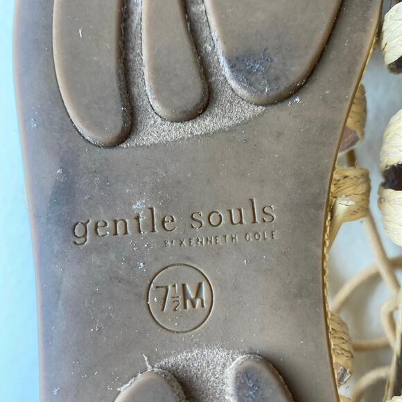 Gentle Souls Break My Heart 3 Size 7.5 Raffia Natural Leather Sandal Comfort - Picture 11 of 11